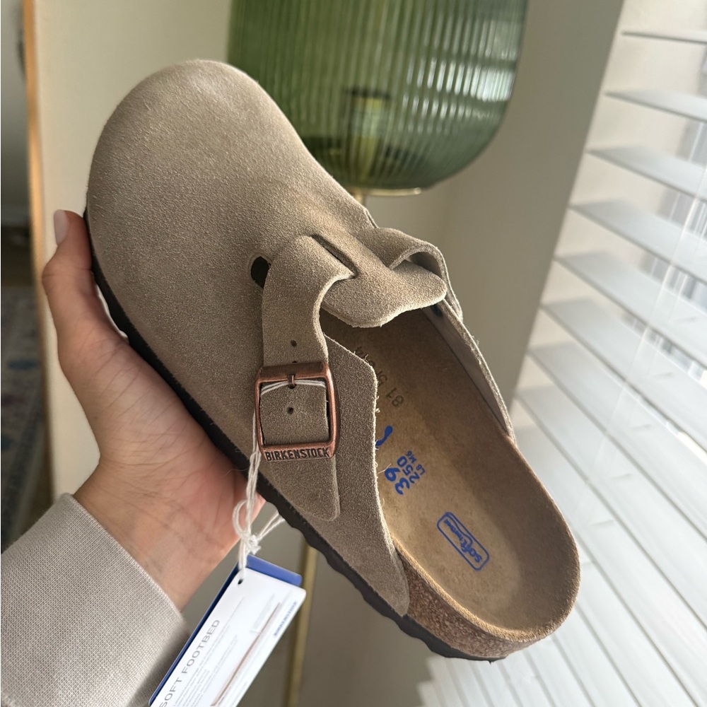 Birkenstock Boston Suede Clog in Taupe (Size 8.5)